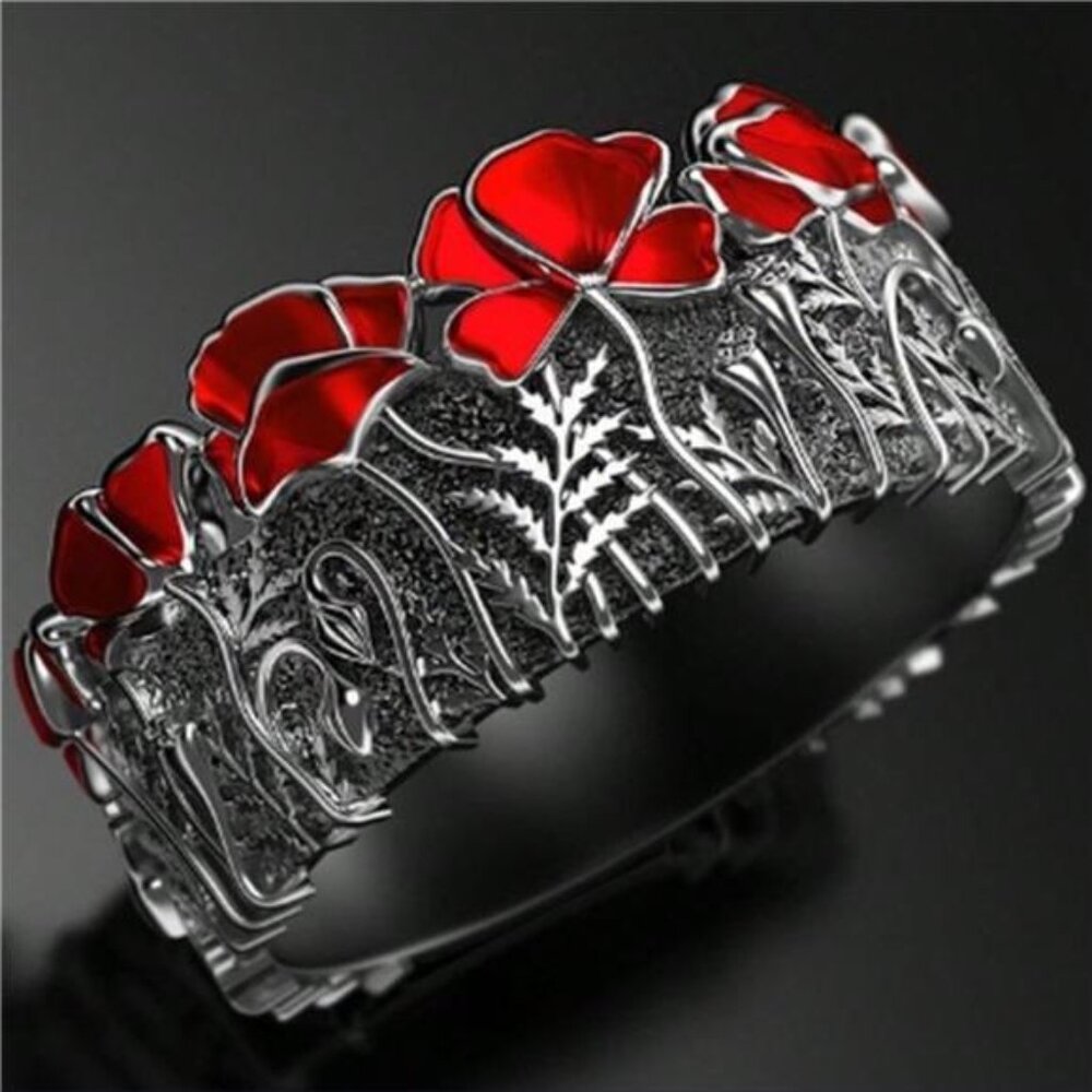 Red Flower Ring Unisex
